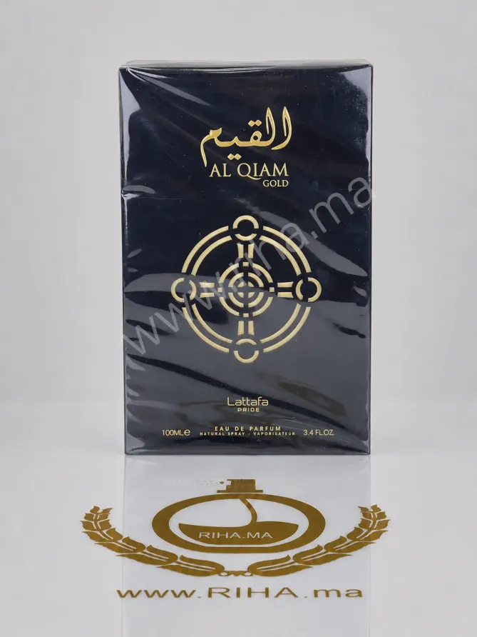 Al Qiam Gold Lattafa Perfumes Eau de Parfum 100ml Flacon al qiam gold Lattafa Perfumes eau de parfum 100ml fond doré