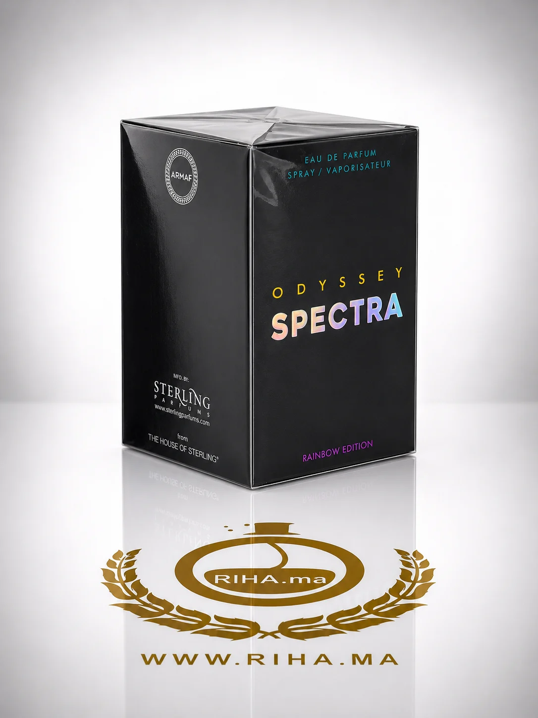 Odyssey Spectra Armaf Eau de Parfum 100 ML Authentic — photo 2 Flacon d'Odyssey Spectra Armaf eau de parfum 100 ml sur fond sombre — vue 2