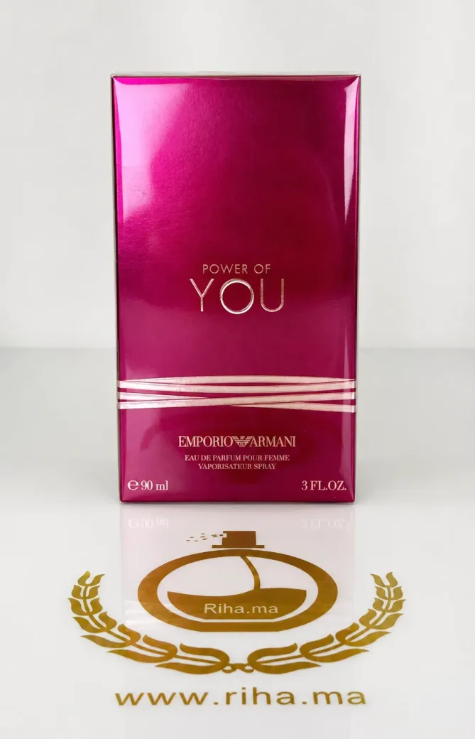 Power Of You Emporio Armani Eau de Parfum Pour Femme 90 ML Authentic Flacon de Power of You Emporio Armani sur fond blanc élégant